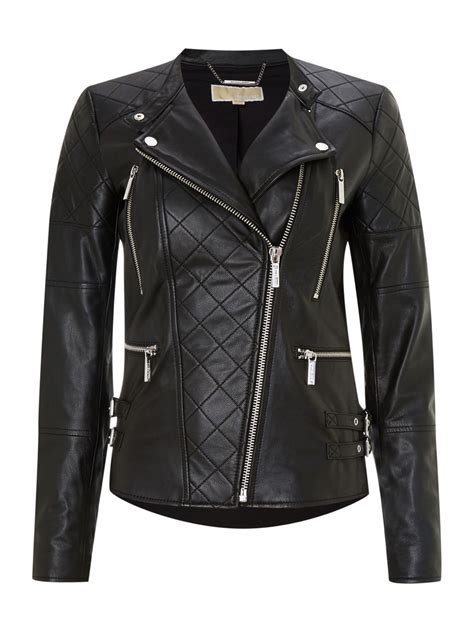 michael kors quilted leather biker jacket|Michael Kors waterproof jacket.